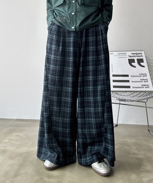 UNDERSTATEMENTs（アンダーステイトメント）の「【ユニセックス】切り替えワイドストレートスラックス（スラックス・メンズ・ブルー系その他/ブラック・SMALL/MEDIUM/LARGE）」の17枚目の写真