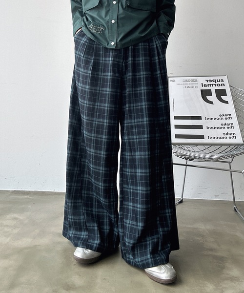 UNDERSTATEMENTs（アンダーステイトメント）の「【ユニセックス】切り替えワイドストレートスラックス（スラックス・メンズ・ブルー系その他/ブラック・SMALL/MEDIUM/LARGE）」の19枚目の写真