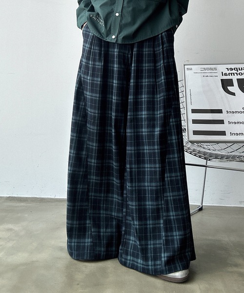 UNDERSTATEMENTs（アンダーステイトメント）の「【ユニセックス】切り替えワイドストレートスラックス（スラックス・メンズ・ブルー系その他/ブラック・SMALL/MEDIUM/LARGE）」の12枚目の写真