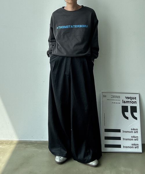 UNDERSTATEMENTs（アンダーステイトメント）の「【ユニセックス】切り替えワイドストレートスラックス（スラックス・メンズ・ブルー系その他/ブラック・SMALL/MEDIUM/LARGE）」の6枚目の写真