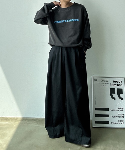 UNDERSTATEMENTs（アンダーステイトメント）の「【ユニセックス】切り替えワイドストレートスラックス（スラックス・メンズ・ブルー系その他/ブラック・SMALL/MEDIUM/LARGE）」の11枚目の写真