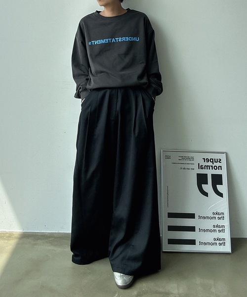 UNDERSTATEMENTs（アンダーステイトメント）の「【ユニセックス】切り替えワイドストレートスラックス（スラックス・メンズ・ブルー系その他/ブラック・SMALL/MEDIUM/LARGE）」の7枚目の写真