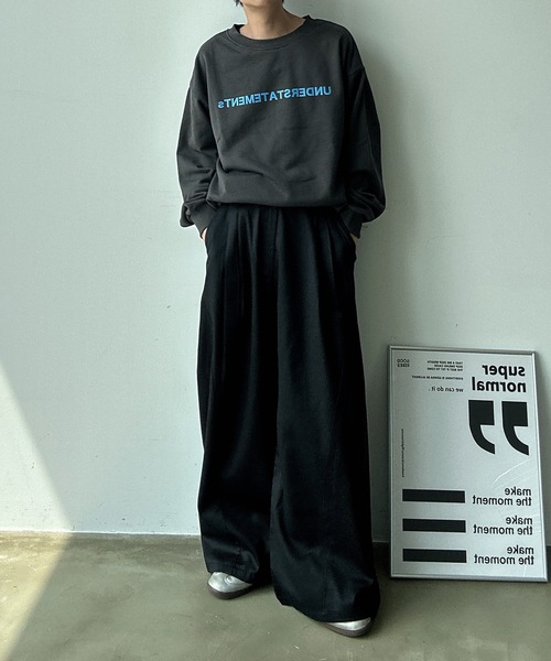 UNDERSTATEMENTs（アンダーステイトメント）の「【ユニセックス】切り替えワイドストレートスラックス（スラックス・メンズ・ブルー系その他/ブラック・SMALL/MEDIUM/LARGE）」の8枚目の写真