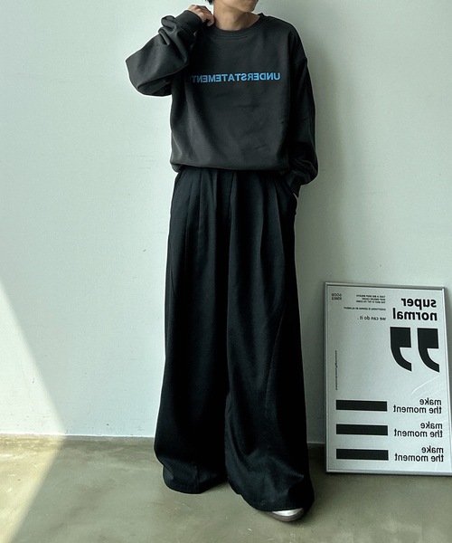 UNDERSTATEMENTs（アンダーステイトメント）の「【ユニセックス】切り替えワイドストレートスラックス（スラックス・メンズ・ブルー系その他/ブラック・SMALL/MEDIUM/LARGE）」の10枚目の写真