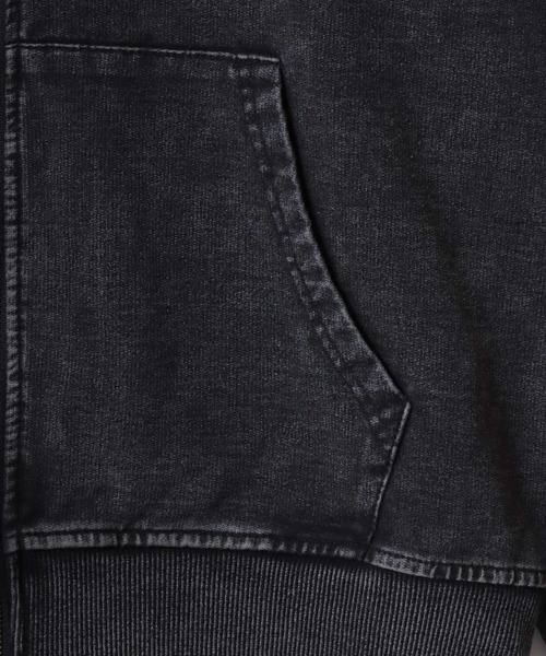 ANPAS（アンパス）の「Vintage Design Chemical Denim Zip Hoodie/【セットアップ対応】ケミカル加工 カットデニム ストレッチ スウェット フルジップ パーカー メンズ レディース（パーカー・メンズ・ブラック/ブルー・L/M/LL）」の6枚目の写真