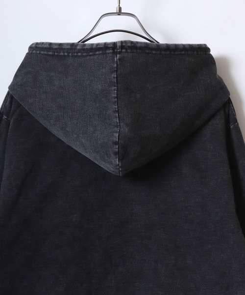 ANPAS（アンパス）の「Vintage Design Chemical Denim Zip Hoodie/【セットアップ対応】ケミカル加工 カットデニム ストレッチ スウェット フルジップ パーカー メンズ レディース（パーカー・メンズ・ブラック/ブルー・L/M/LL）」の12枚目の写真