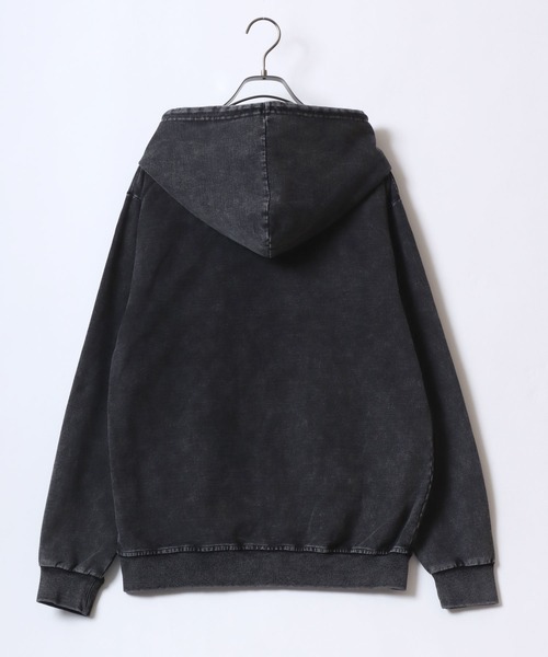 ANPAS（アンパス）の「Vintage Design Chemical Denim Zip Hoodie/【セットアップ対応】ケミカル加工 カットデニム ストレッチ スウェット フルジップ パーカー メンズ レディース（パーカー・メンズ・ブラック/ブルー・L/M/LL）」の11枚目の写真