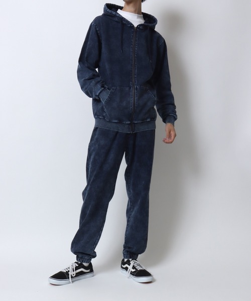 セール】Vintage Design Chemical Denim Zip Hoodie/【セットアップ