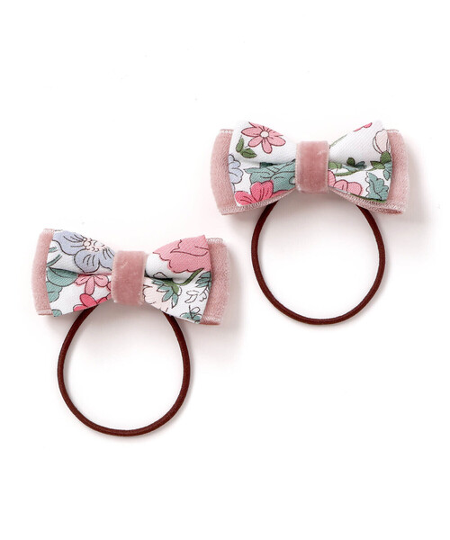 Tartine et Chocolat（タルティーヌエショコラ）の「【日本製】【お揃い】リバティビエラ(DaisyMorisia)ヘアゴム２点セット（ヘアゴム・キッズ・ブルー系その他/ピンク系その他・FREE）」の2枚目の写真