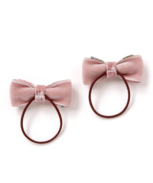 Tartine et Chocolat（タルティーヌエショコラ）の「【日本製】【お揃い】リバティビエラ(DaisyMorisia)ヘアゴム２点セット（ヘアゴム・キッズ・ブルー系その他/ピンク系その他・FREE）」の3枚目の写真