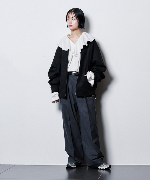 CITYSHOP(シティーショップ)の「TACK SLACKS パンツ(スラックス・レディース・ブラック/チャコールグレー・38/36)」の11枚目の写真