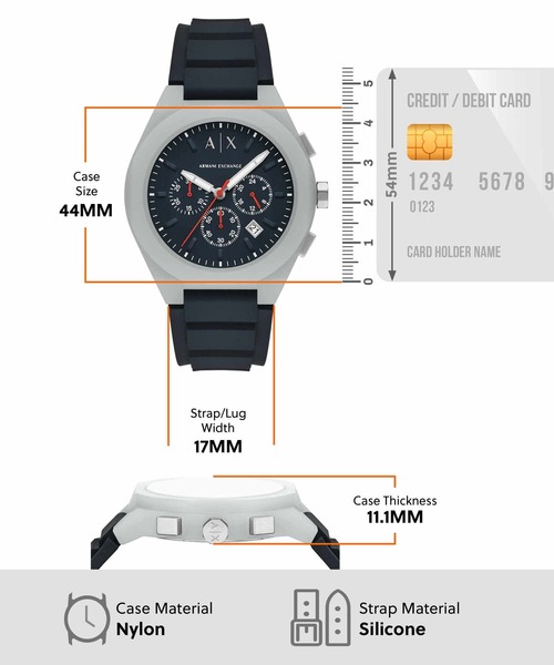 ARMANI EXCHANGE(アルマーニエクスチェンジ)の「アルマーニ・エクスチェンジ 腕時計 メンズ アナログ シリコン AX4172(アナログ腕時計・メンズ・グレー・FREE)」の6枚目の写真