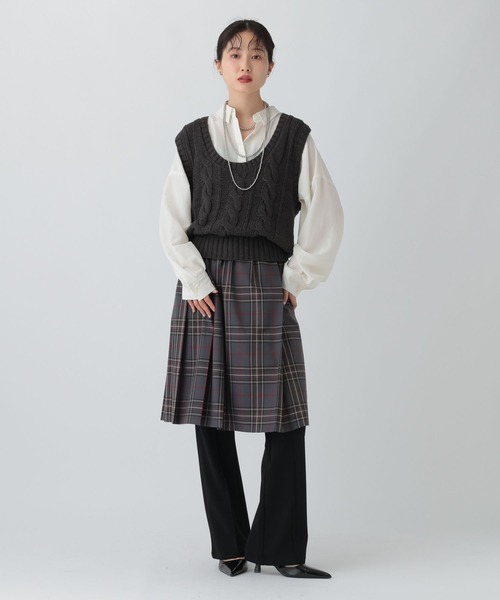 LEPSIM（レプシィム）の「ミドルチェックスカート　497398（スカート・レディース・ベージュ/チャコールグレー・FREE）」の7枚目の写真