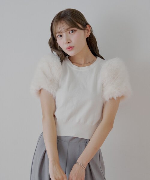 ファー付きニット 袖ファー付パフニット（ニット/セーター）｜Chico（チコ）の