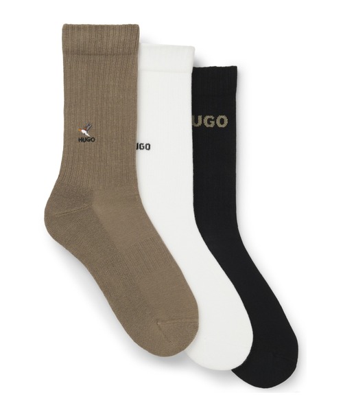 HUGO（ヒューゴ）の「ショートソックス3足セット エンブロイダリーディテール（ソックス/靴下・メンズ・ブラック系その他・39-42/43-46）」の2枚目の写真