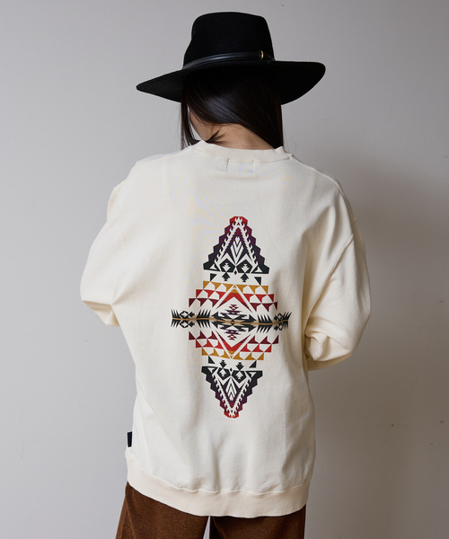 PENDLETON(ペンドルトン)の「【PENDLETON/ペンドルトン】Back Print Sweat / ハーディング柄 バックプリント/ スウェット/ トレーナー(Tシャツ/カットソー・メンズ・ブラック/アイボリー/ホワイト系その他・M/L)」の1枚目の写真
