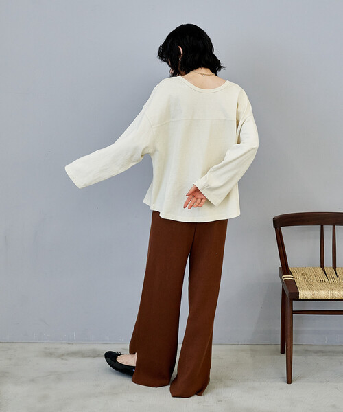 FREAK'S STORE(フリークスストア)の「<マシーンウォッシャブル>シルク入り リブニットパンツ/セットアップ対応(その他パンツ・レディース・ネイビー/オフホワイト/キャメル/チャコール・フリ-)」の7枚目の写真