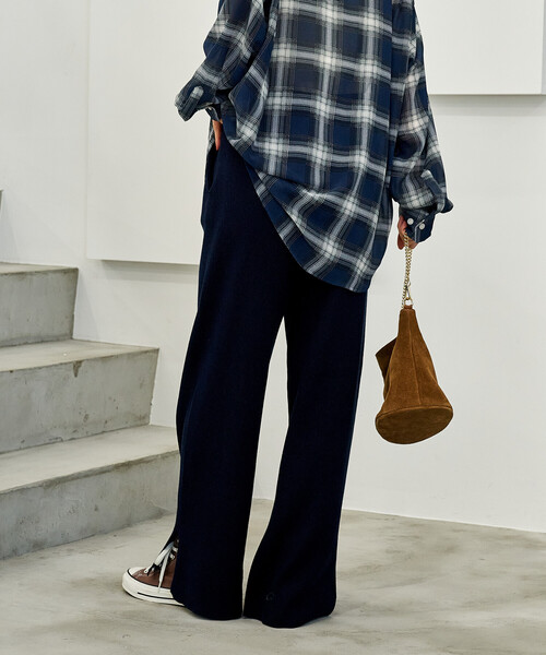 FREAK'S STORE(フリークスストア)の「<マシーンウォッシャブル>シルク入り リブニットパンツ/セットアップ対応(その他パンツ・レディース・ネイビー/オフホワイト/キャメル/チャコール・フリ-)」の19枚目の写真