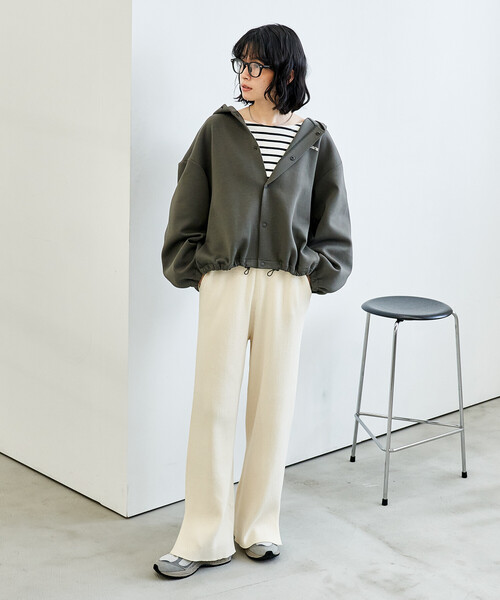 FREAK'S STORE(フリークスストア)の「<マシーンウォッシャブル>シルク入り リブニットパンツ/セットアップ対応(その他パンツ・レディース・ネイビー/オフホワイト/キャメル/チャコール・フリ-)」の21枚目の写真