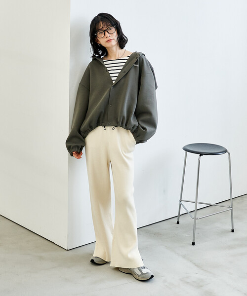 セール】＜マシーンウォッシャブル＞シルク入り リブニットパンツ