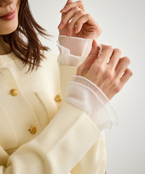 袖ラメシアープリーツカットトップス（Tシャツ/カットソー）｜ROPE