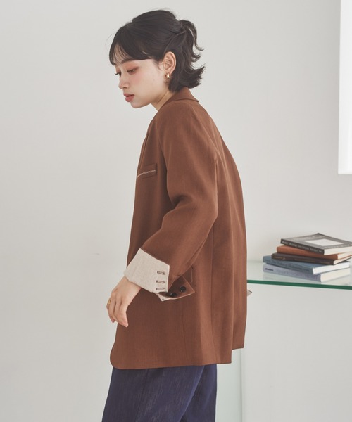 LAULEN（ローレン）の「stitch double breasted jacket /ステッチダブルブレストジャケット（テーラードジャケット・レディース・ブラウン/ブラック/テラコッタ/チャコールグレー・FREE）」の10枚目の写真