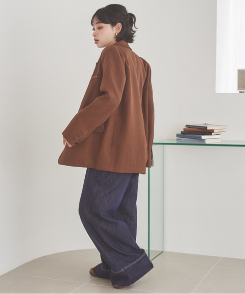 LAULEN（ローレン）の「stitch double breasted jacket /ステッチダブルブレストジャケット（テーラードジャケット・レディース・ブラウン/ブラック/テラコッタ/チャコールグレー・FREE）」の20枚目の写真