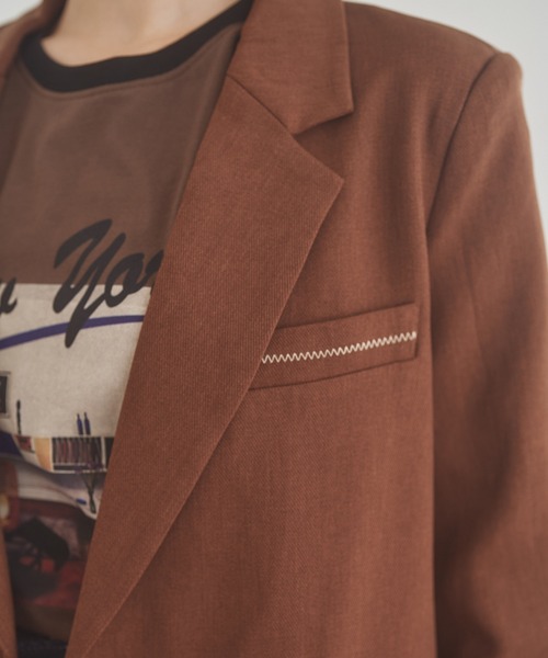 LAULEN（ローレン）の「stitch double breasted jacket /ステッチダブルブレストジャケット（テーラードジャケット・レディース・ブラウン/ブラック/テラコッタ/チャコールグレー・FREE）」の5枚目の写真