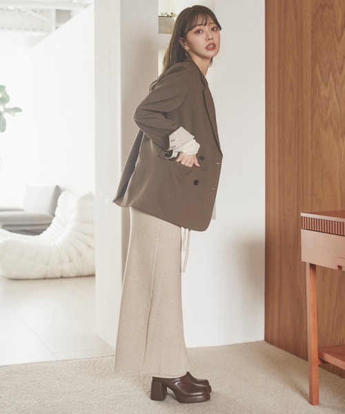 LAULEN（ローレン）の「stitch double breasted jacket /ステッチダブルブレストジャケット（テーラードジャケット・レディース・ブラウン/ブラック/テラコッタ/チャコールグレー・FREE）」の21枚目の写真