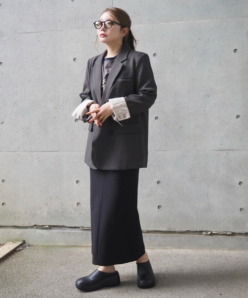 LAULEN（ローレン）の「stitch double breasted jacket /ステッチダブルブレストジャケット（テーラードジャケット・レディース・ブラウン/ブラック/テラコッタ/チャコールグレー・FREE）」の15枚目の写真