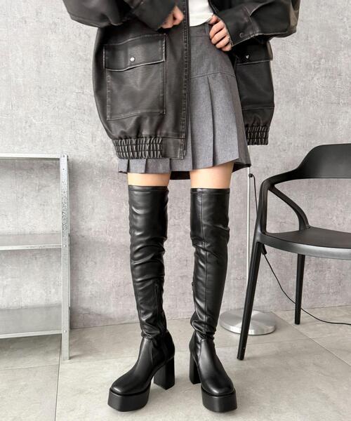 WEGO(ウィゴー)の「WEGO/ニーハイブーツ(ブーツ・レディース・ブラック/ブラック系その他・SMALL/LARGE/MEDIUM)」の5枚目の写真
