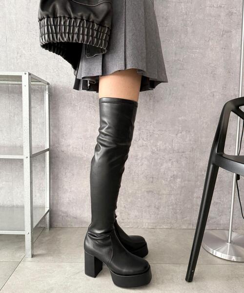 WEGO(ウィゴー)の「WEGO/ニーハイブーツ(ブーツ・レディース・ブラック/ブラック系その他・SMALL/LARGE/MEDIUM)」の7枚目の写真