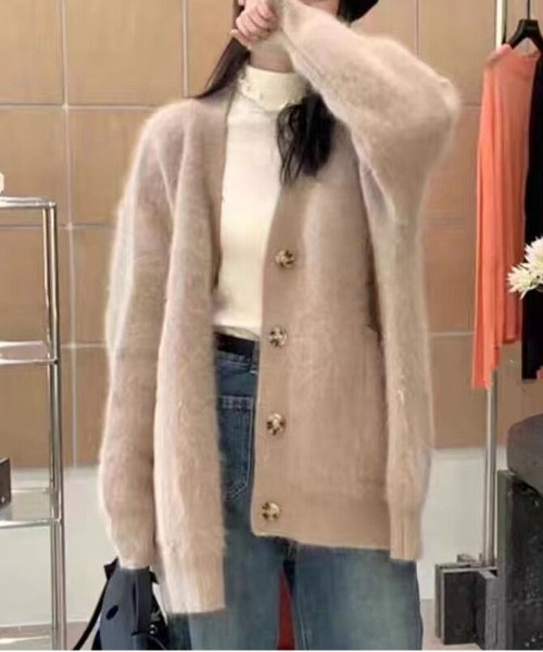 NEW GENTLEMAN（ニュージェントルマン）の「ファーファ- シャギー カーディガン（カーディガン/ボレロ・レディース・ベージュ/ブラック/ピンク/ホワイト/ラベンダー・FREE）」の3枚目の写真