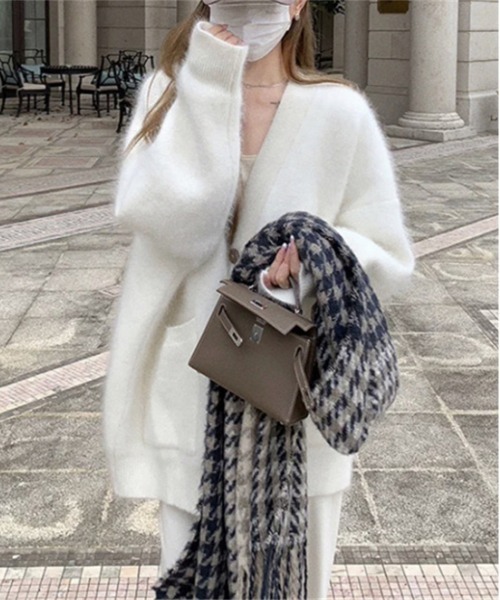 NEW GENTLEMAN（ニュージェントルマン）の「ファーファ- シャギー カーディガン（カーディガン/ボレロ・レディース・ベージュ/ブラック/ピンク/ホワイト/ラベンダー・FREE）」の7枚目の写真