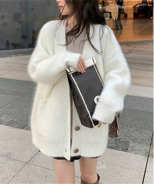 NEW GENTLEMAN（ニュージェントルマン）の「ファーファ- シャギー カーディガン（カーディガン/ボレロ・レディース・ベージュ/ブラック/ピンク/ホワイト/ラベンダー・FREE）」の9枚目の写真