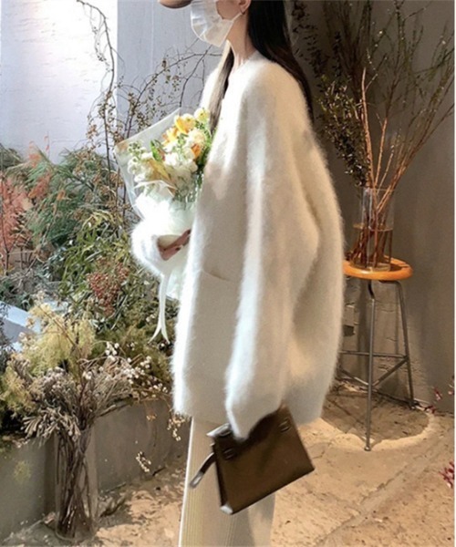 NEW GENTLEMAN（ニュージェントルマン）の「ファーファ- シャギー カーディガン（カーディガン/ボレロ・レディース・ベージュ/ブラック/ピンク/ホワイト/ラベンダー・FREE）」の11枚目の写真