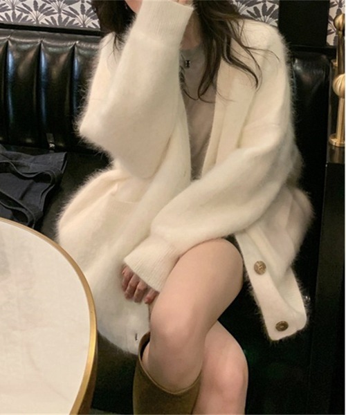 NEW GENTLEMAN（ニュージェントルマン）の「ファーファ- シャギー カーディガン（カーディガン/ボレロ・レディース・ベージュ/ブラック/ピンク/ホワイト/ラベンダー・FREE）」の14枚目の写真