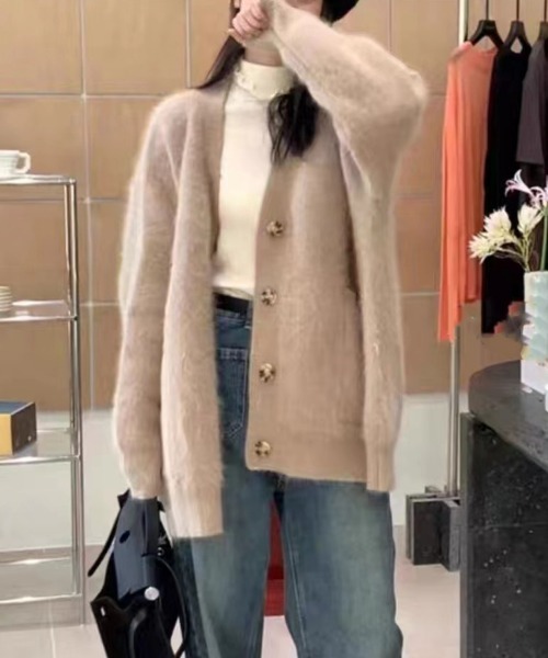 NEW GENTLEMAN（ニュージェントルマン）の「ファーファ- シャギー カーディガン（カーディガン/ボレロ・レディース・ベージュ/ブラック/ピンク/ホワイト/ラベンダー・FREE）」の16枚目の写真