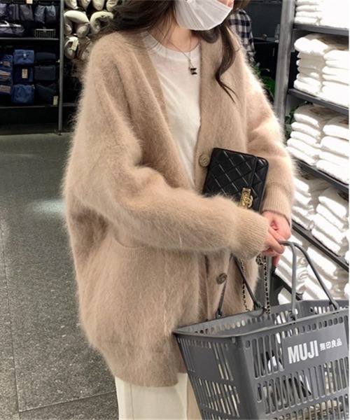 NEW GENTLEMAN（ニュージェントルマン）の「ファーファ- シャギー カーディガン（カーディガン/ボレロ・レディース・ベージュ/ブラック/ピンク/ホワイト/ラベンダー・FREE）」の18枚目の写真