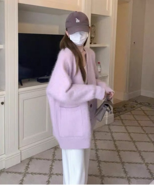 NEW GENTLEMAN（ニュージェントルマン）の「ファーファ- シャギー カーディガン（カーディガン/ボレロ・レディース・ベージュ/ブラック/ピンク/ホワイト/ラベンダー・FREE）」の21枚目の写真