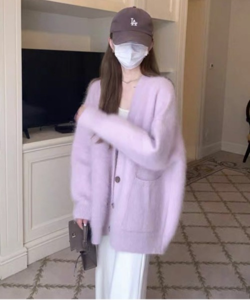 NEW GENTLEMAN（ニュージェントルマン）の「ファーファ- シャギー カーディガン（カーディガン/ボレロ・レディース・ベージュ/ブラック/ピンク/ホワイト/ラベンダー・FREE）」の22枚目の写真