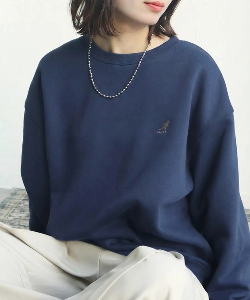 KANGOL（カンゴール）の「【KANGOL/カンゴール】別注 裏起毛 ロゴ刺繍 クルーネック スウェット 長袖 トレーナー（スウェット・メンズ・ブルー系その他/杢グレー/ブラック/グレー系その他/ブラウン/ホワイト系その他/ホワイト/グレー系その他2/ネイビー/アッシュグレー/ブラック系その他/ブラウン系その他・M/XL/L）」の12枚目の写真