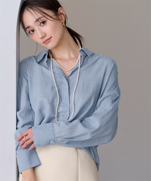 UR'S(ユアーズ)の「エアリーシアーコットンデニムシャツ(シャツ/ブラウス・レディース・ライトブルー/ブルー・L/M/S)」の13枚目の写真