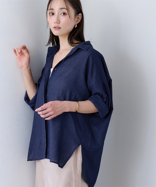 UR'S(ユアーズ)の「エアリーシアーコットンデニムシャツ(シャツ/ブラウス・レディース・ライトブルー/ブルー・L/M/S)」の20枚目の写真