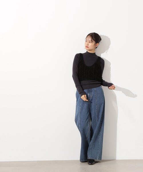 N.（N. Natural Beauty Basic）（エヌエヌナチュラルビューティーベーシック）の「フリンジニットベストセット（ニット/セーター・レディース・アイボリー/ブラック・MEDIUM）」の5枚目の写真