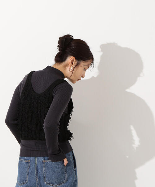 N.（N. Natural Beauty Basic）（エヌエヌナチュラルビューティーベーシック）の「フリンジニットベストセット（ニット/セーター・レディース・アイボリー/ブラック・MEDIUM）」の7枚目の写真