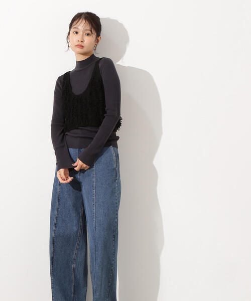 N.（N. Natural Beauty Basic）（エヌエヌナチュラルビューティーベーシック）の「フリンジニットベストセット（ニット/セーター・レディース・アイボリー/ブラック・MEDIUM）」の8枚目の写真