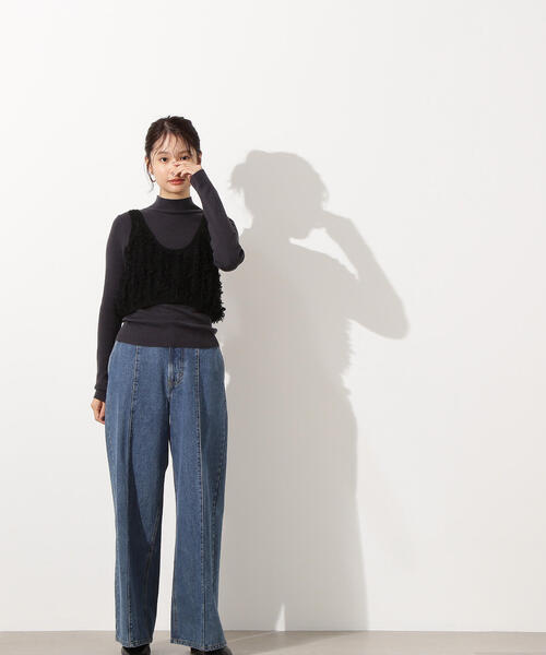 N.（N. Natural Beauty Basic）（エヌエヌナチュラルビューティーベーシック）の「フリンジニットベストセット（ニット/セーター・レディース・アイボリー/ブラック・MEDIUM）」の10枚目の写真