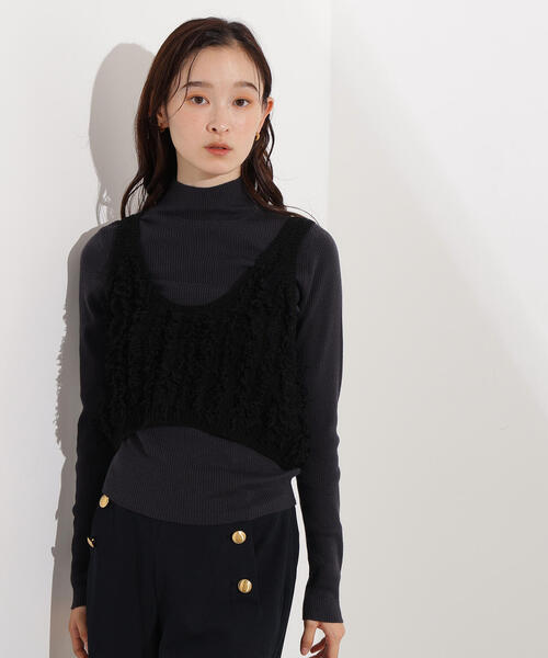 N.（N. Natural Beauty Basic）（エヌエヌナチュラルビューティーベーシック）の「フリンジニットベストセット（ニット/セーター・レディース・アイボリー/ブラック・MEDIUM）」の12枚目の写真