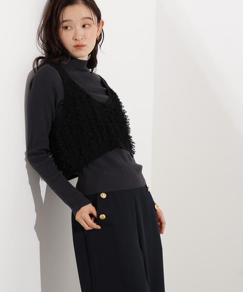 N.（N. Natural Beauty Basic）（エヌエヌナチュラルビューティーベーシック）の「フリンジニットベストセット（ニット/セーター・レディース・アイボリー/ブラック・MEDIUM）」の14枚目の写真